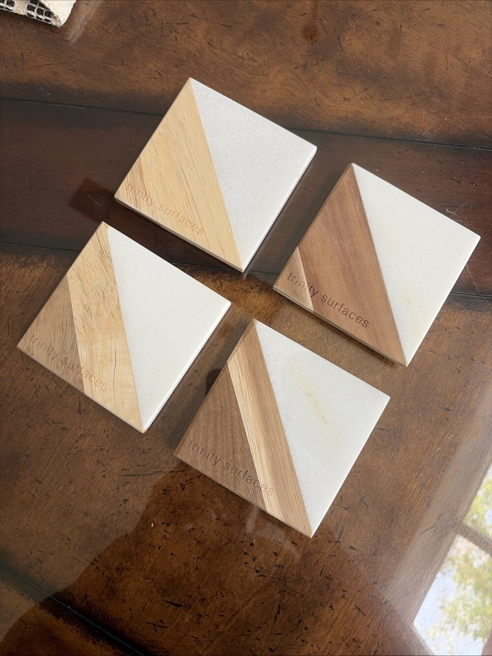 Set 4 Bamboo Marble Coasters House Call Bar Nurse Doctor Mancave Office Trinity